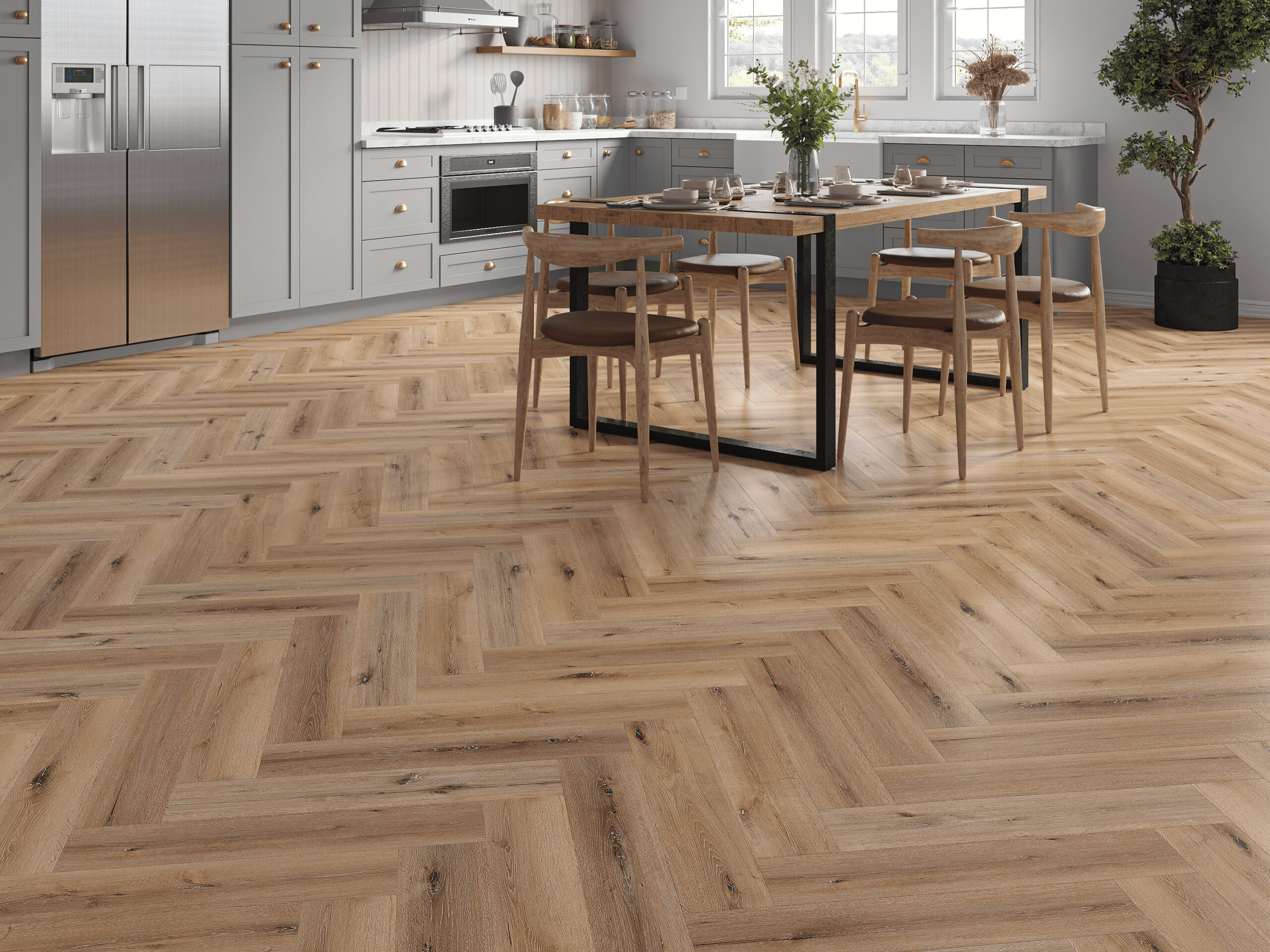 Grey Honey Oak 5mm Click LVT Herringbone